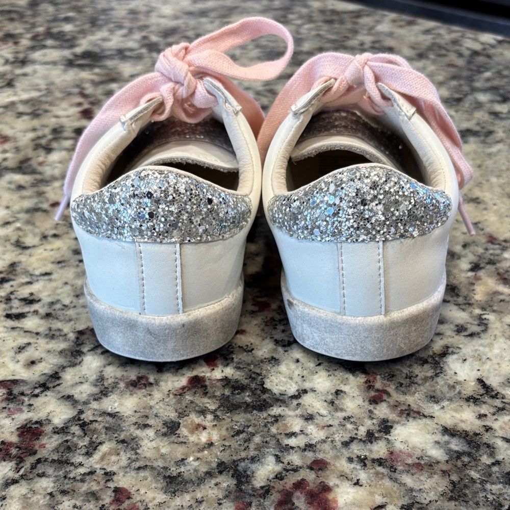 SweetHoney White and Silver Kids Sneakers with Green Star - Picture 3 of 8
